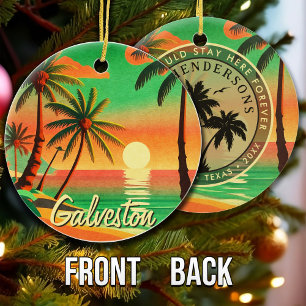 Galveston Beach Texas Vintage Travel Souvenir 60s Ceramic Ornament