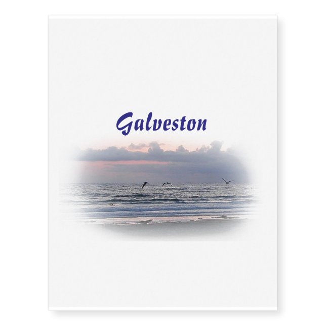 Galveston beach vacation temporary tattoos (Front)