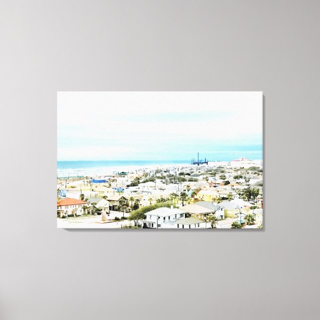 Galveston Coast, beach and city view Canvas Print (Front)