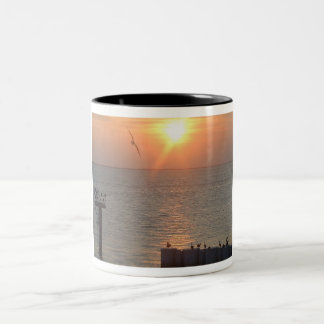 Galveston Gulf Sunset Birds Two-Tone Coffee Mug