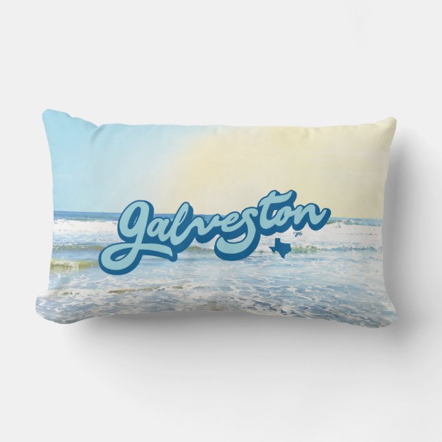 Galveston Island Texas (blue) Lumbar Pillow (Front)