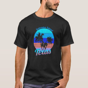 Galveston Island Texas Retro Tropical Palm Trees V T-Shirt