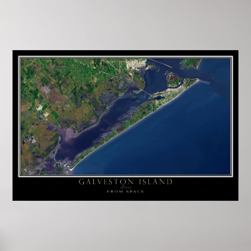 Galveston Island Texas Satellite Map Poster