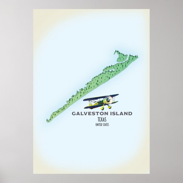 Galveston Island Texas USA map Poster (Front)