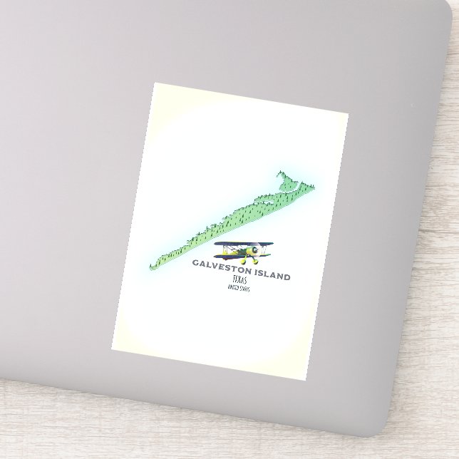 Galveston Island Texas USA map Sticker (Detail)