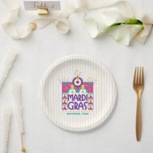 Galveston Mardi Gras Arch dots, Galveston, Texas Paper Plates