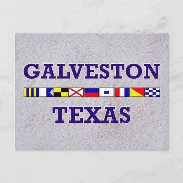 Galveston Nautical Flag - Sand Postcard (Front)