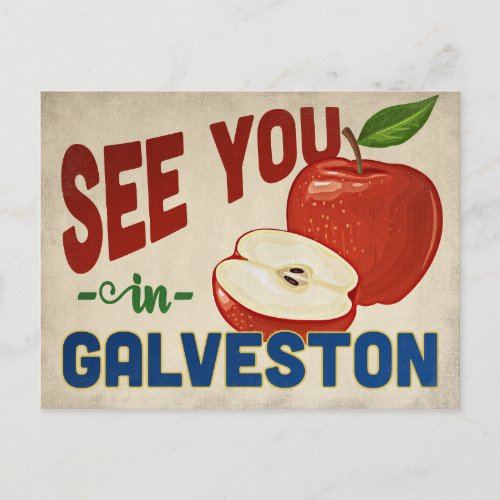 Galveston Texas Apple _ Vintage Travel Postcard