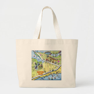 Galveston Texas Cartoon Map Large Tote Bag