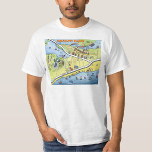 Galveston Texas Cartoon Map T-Shirt