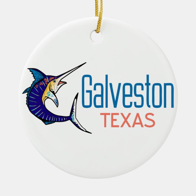 Galveston Texas Ceramic Ornament (Front)