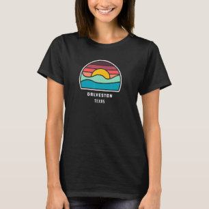 Galveston Texas Cool Minimalist Ocean Wave Sunset T-Shirt