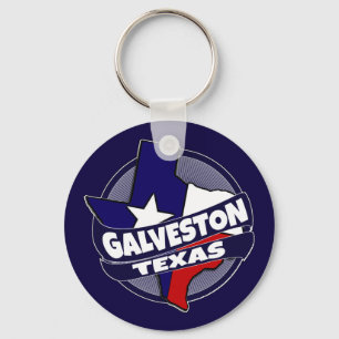 Galveston Texas flag burst keychain