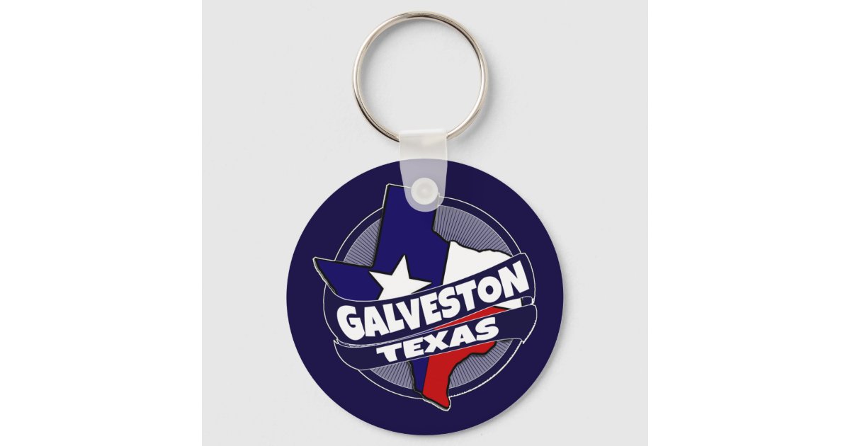 Galveston Texas flag burst keychain Zazzle