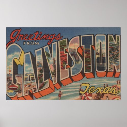 Galveston Texas _ Large Letter Scenes 2 Poster
