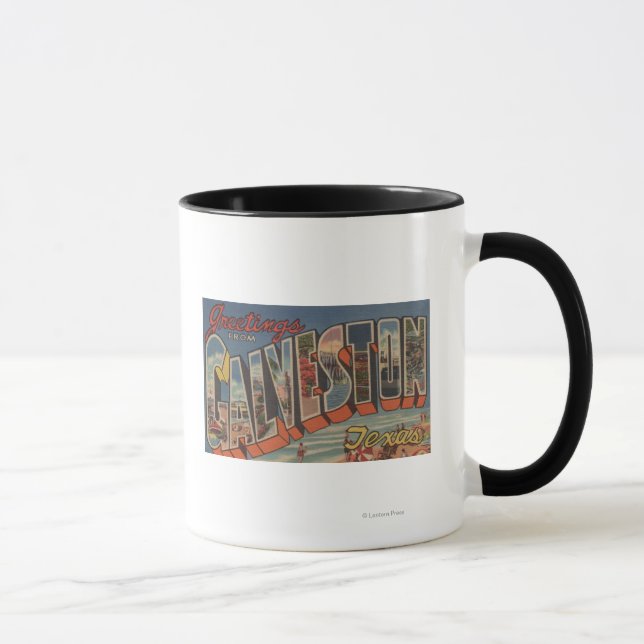 Galveston, Texas - Large Letter Scenes Mug (Right)