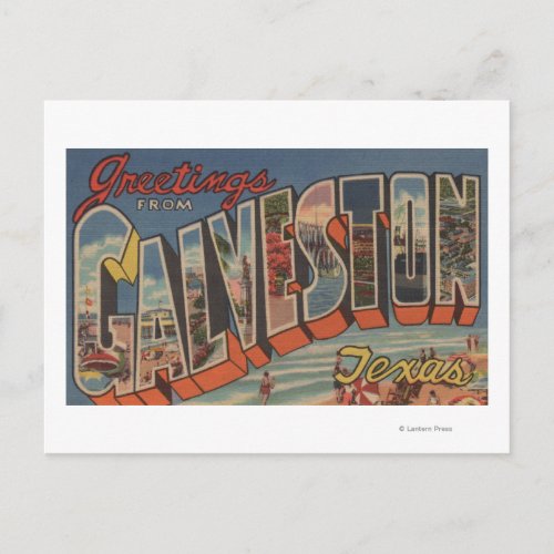 Galveston Texas _ Large Letter Scenes Postcard