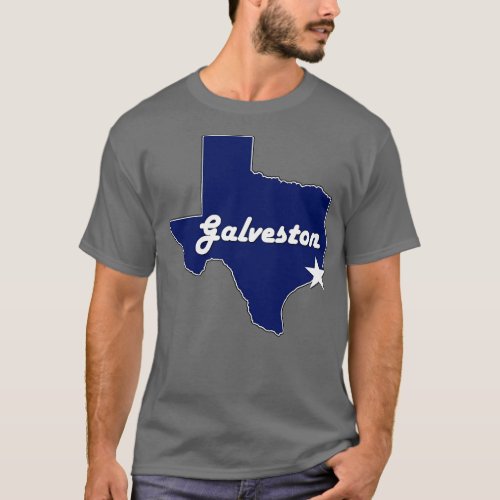 Galveston Texas Navy Blue Lone State Map Texan T_Shirt