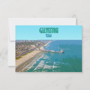 Galveston Texas Pier Shore Vintage Flat Card