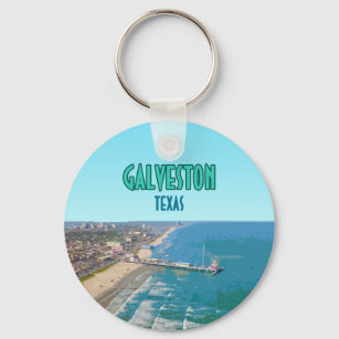 Galveston Texas Pier Shore Vintage Keychain