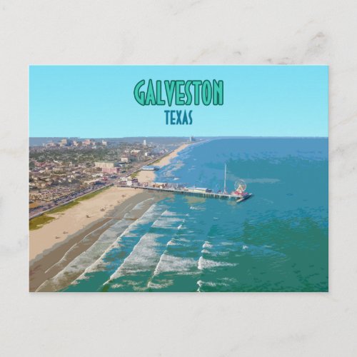 Galveston Texas Pier Shore Vintage Postcard