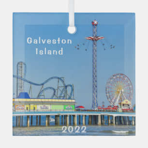 Galveston, Texas, Pleasure Pier, Glass Ornament