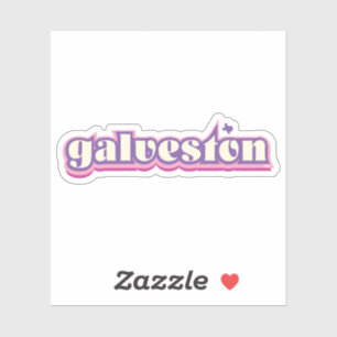 Galveston, Texas - retro, purple, pink Sticker