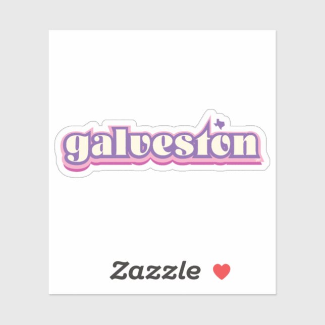 Galveston, Texas - retro, purple, pink Sticker (Sheet)