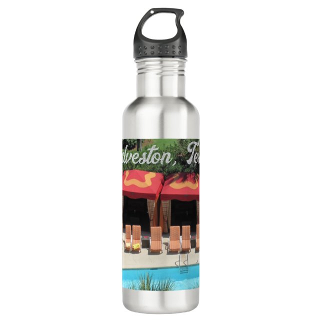 Galveston, Texas - San Luis Hotel Sundeck -  Stainless Steel Water Bottle (Front)