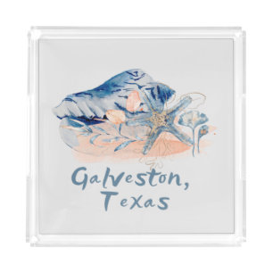 Galveston Texas Seashells Acrylic Tray