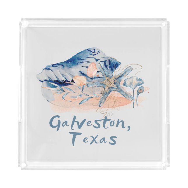 Galveston Texas Seashells  Acrylic Tray (Front)