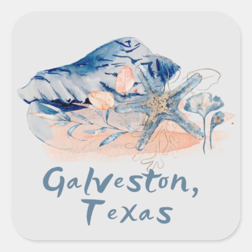Galveston Texas Seashells Square Sticker