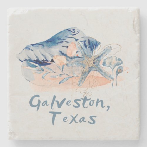 Galveston Texas Seashells  Stone Coaster