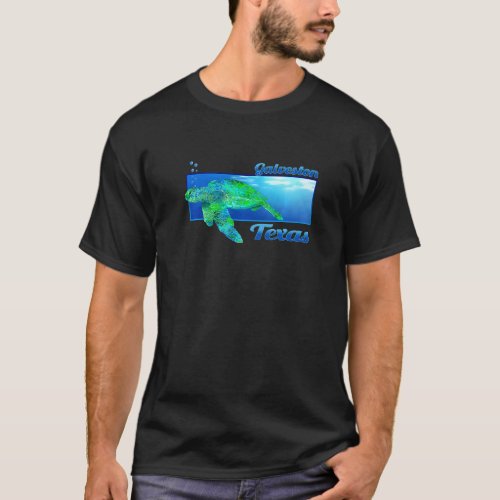 Galveston Texas Swimming Sea Turtle   T_Shirt