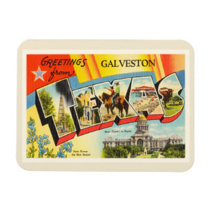 Galveston Texas TX Old Vintage Travel Souvenir Magnet