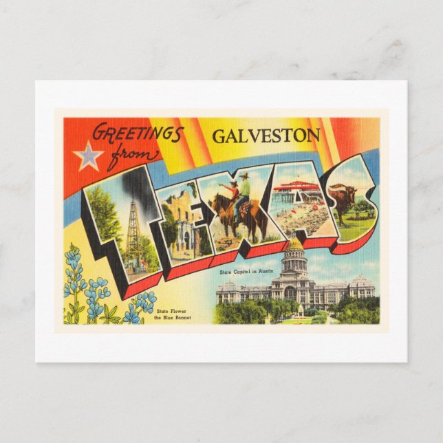 Galveston Texas TX Old Vintage Travel Souvenir Postcard (Front)