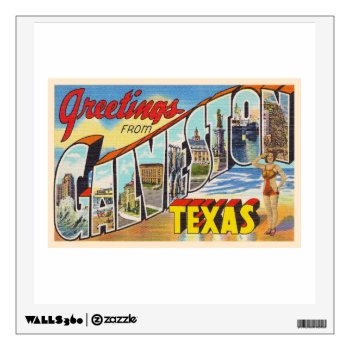 Galveston Texas Tx Vintage Large Letter Postcard Wall Decal by AmericanTravelogue at Zazzle