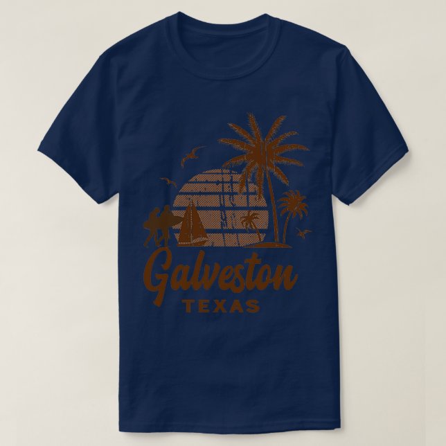 Galveston Texas Vintage Sunset T-Shirt (Design Front)