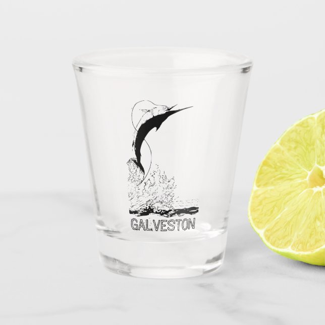 Galveston, TX Sportfishing Shot Glass (Front)