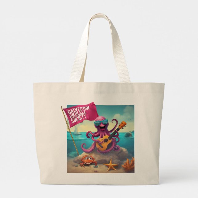 Galveston Ukulele GUS Large Tote Bag w/ Art by GM (Back)