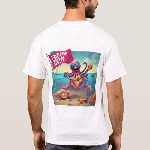 Galveston Ukulele Menâs T_shirt FB Octopus