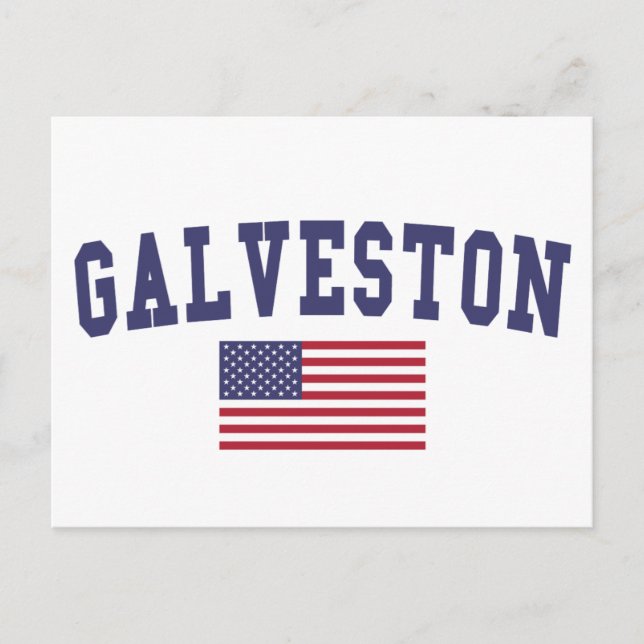 Galveston US Flag Postcard (Front)