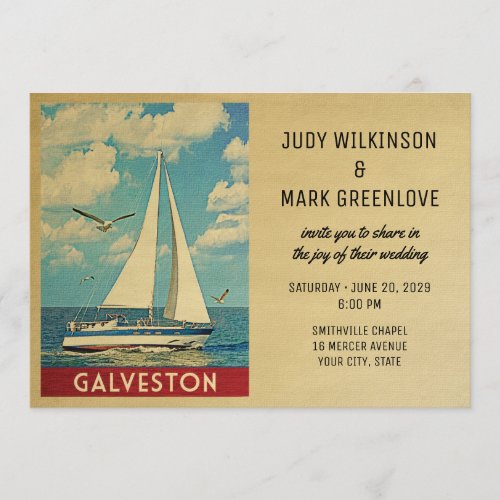 Galveston Wedding Invitation Suite – Vintage Sailboat Nautical