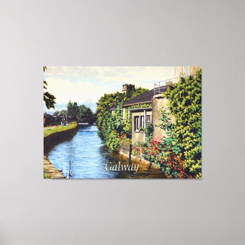 Galway City Ireland Scenic Canal View Canvas Print