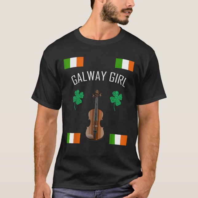 Galway Girl T Shirt Men Women Youth Ireland Flag T (Front)