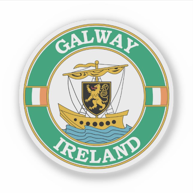 Galway Ireland Circle Emblem Sticker (Front)