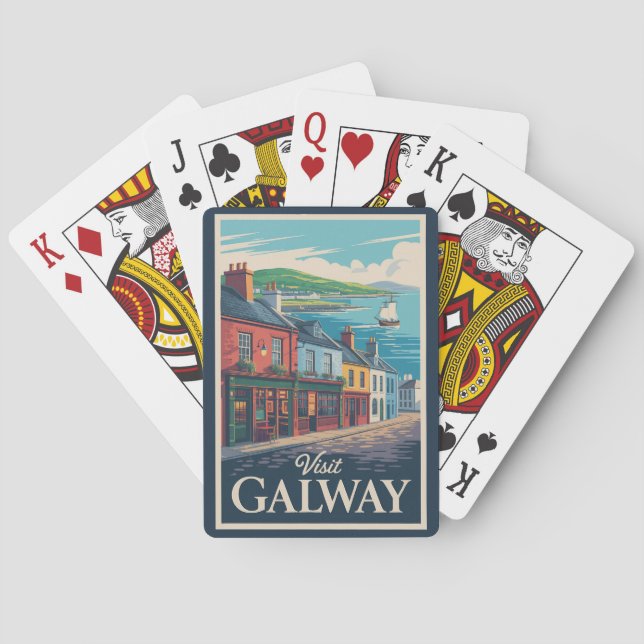 Galway Ireland Illustration Travel Art Vintage Poker Cards (Back)
