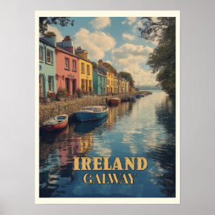 Galway Ireland Retro Irish Landmark  Poster