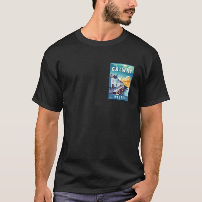 Galway Ireland Travel Poster T-Shirt (Front)