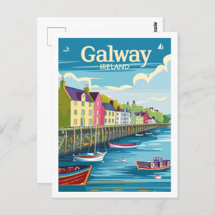 Galway Ireland Vintage Famous Travel Place Postcard